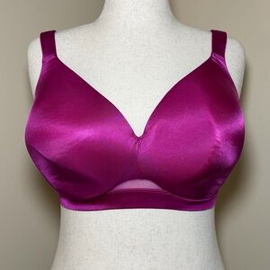 Cacique 34H Pink Bra Lightly Lined Underwire Full Coverage Satin Shine